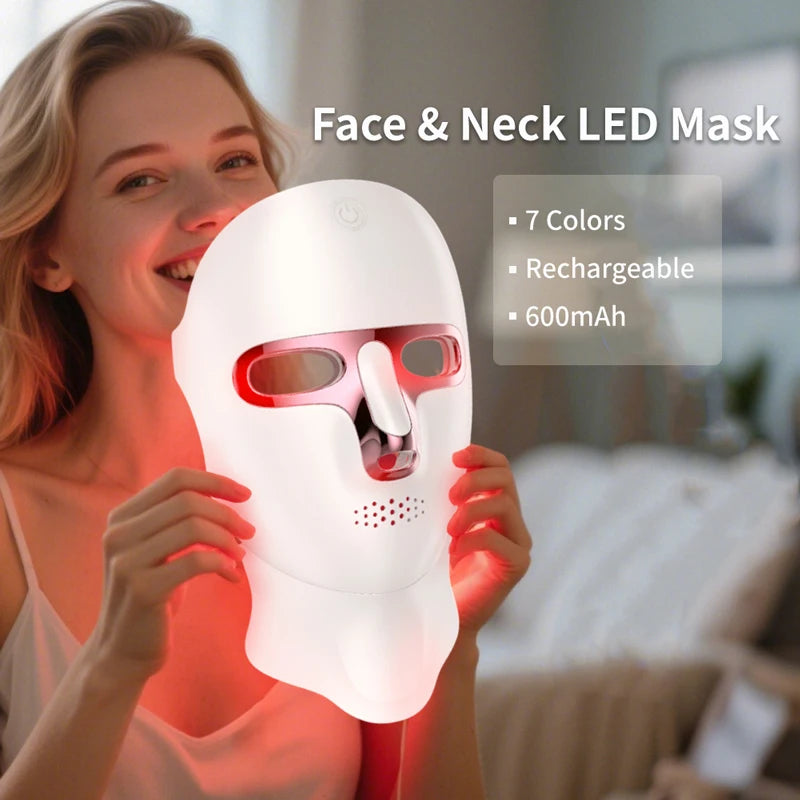 7 Colors LED Face Neck Mask Rechargeable LED Photon Beauty Mask