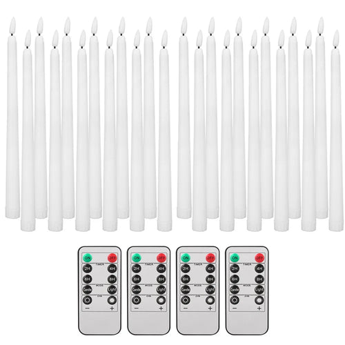 6Pcs-24Pcs Flameless Taper Candles with Timer Remote Flickering 3D