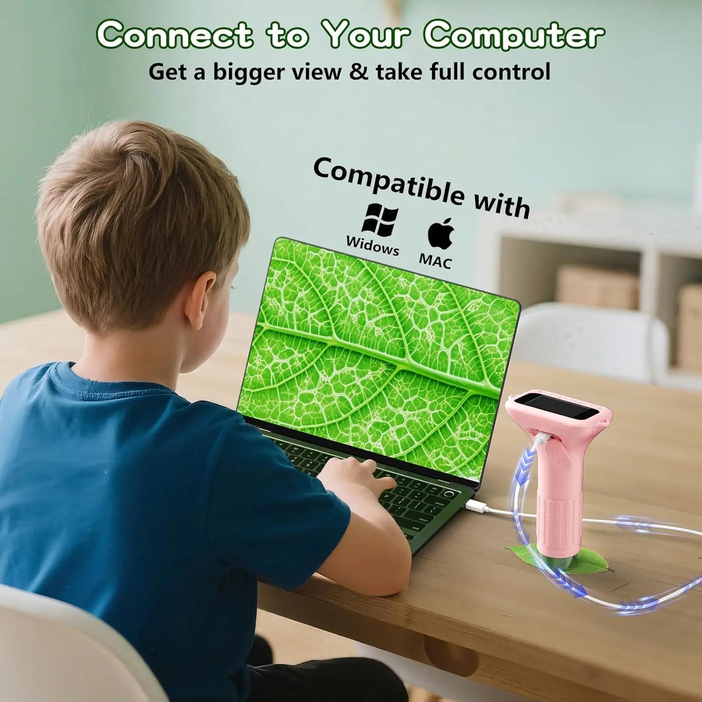 1000X 1080P 2inch screen Digital Handheld Kids Microscope, Mini