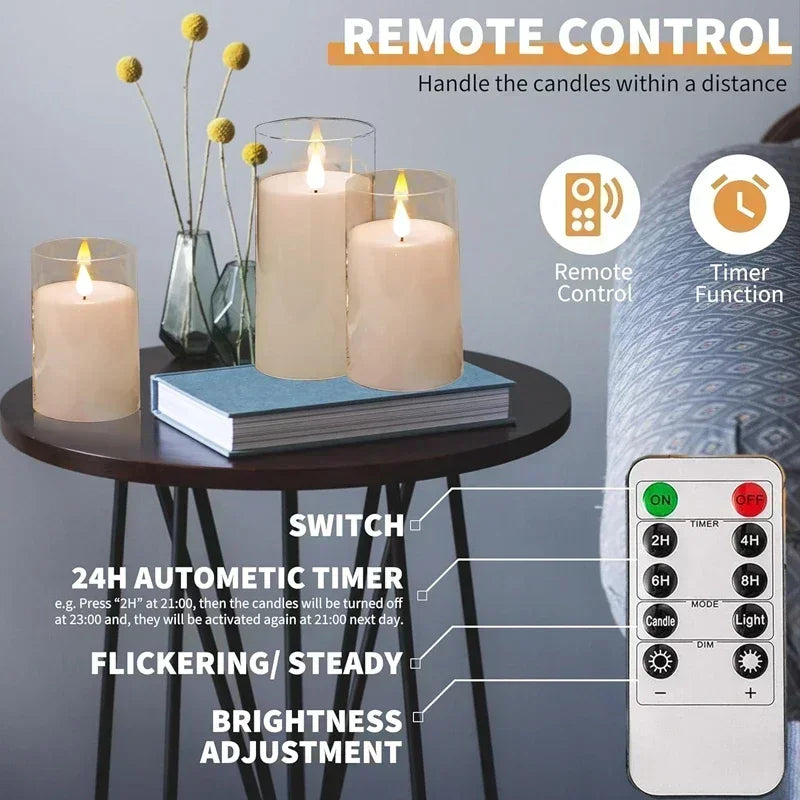 LED Flameless Candles with Remote Timer Realistic Flickering Flame