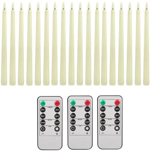 6Pcs-24Pcs Flameless Taper Candles with Timer Remote Flickering 3D