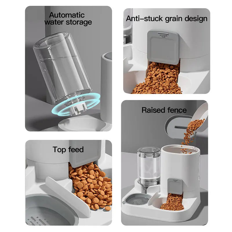 1-Pack Automatic Gravity-Fed Cat Water Dispenser & Feeder -