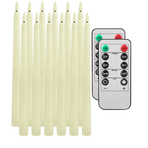 6Pcs-24Pcs Flameless Taper Candles with Timer Remote Flickering 3D