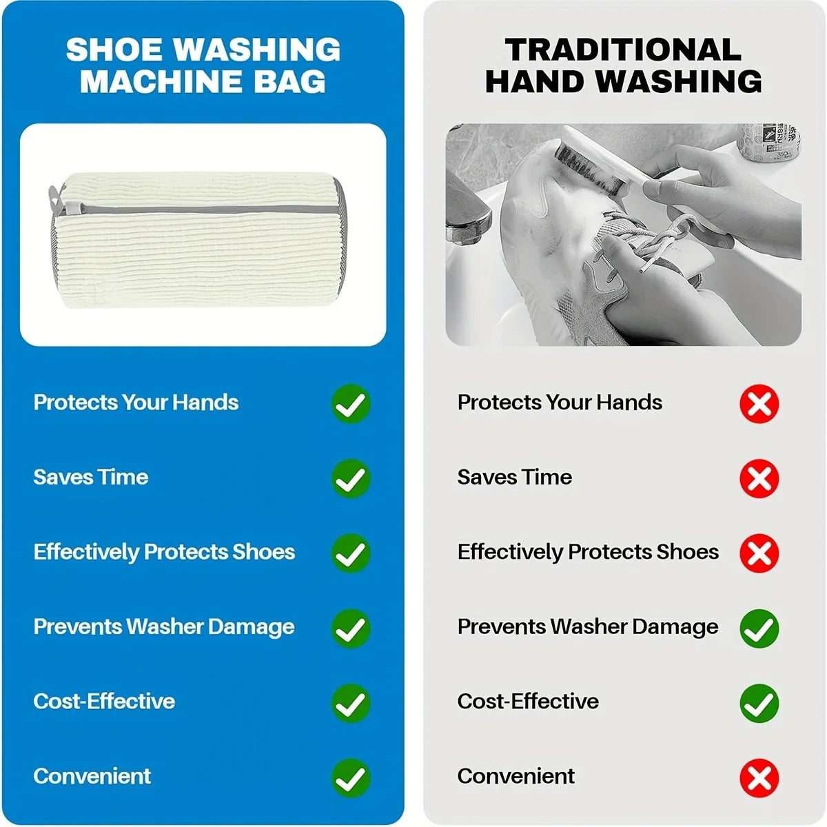 Fluffy Fiber 360° Surround Cleaning Shoe Washing Bag - Reusable