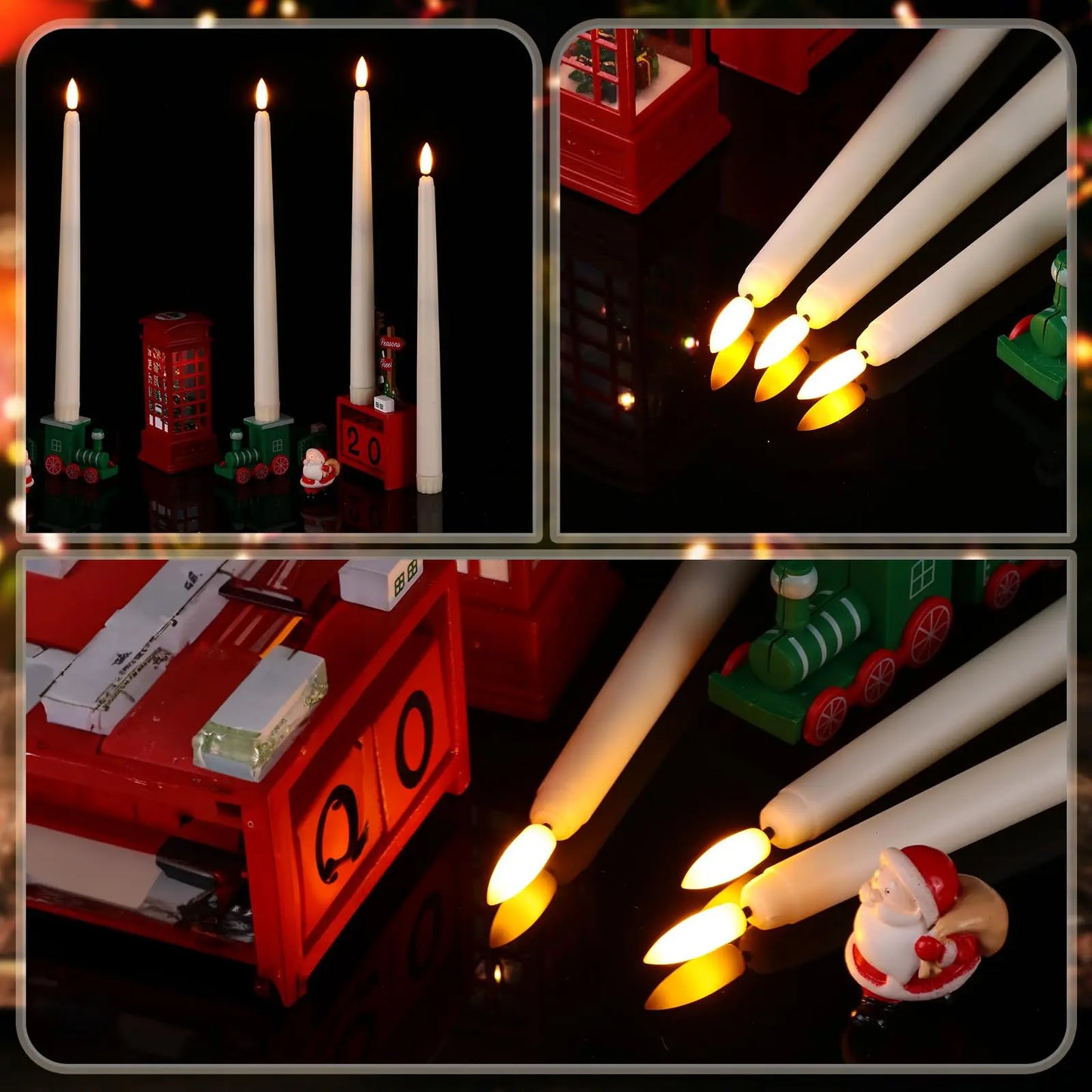 6Pcs-24Pcs Flameless Taper Candles with Timer Remote Flickering 3D