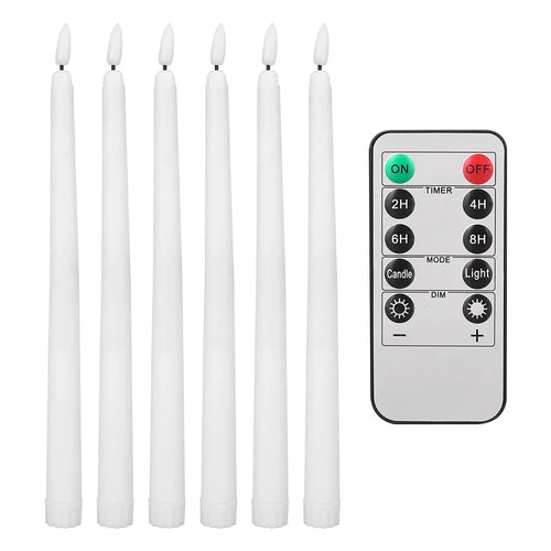 LED Flameless Taper Candles Flickering with 10-Key Remote 11" Battery