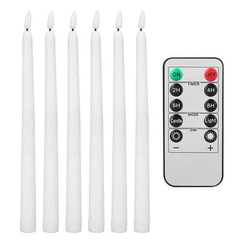 6Pcs-24Pcs Flameless Taper Candles with Timer Remote Flickering 3D