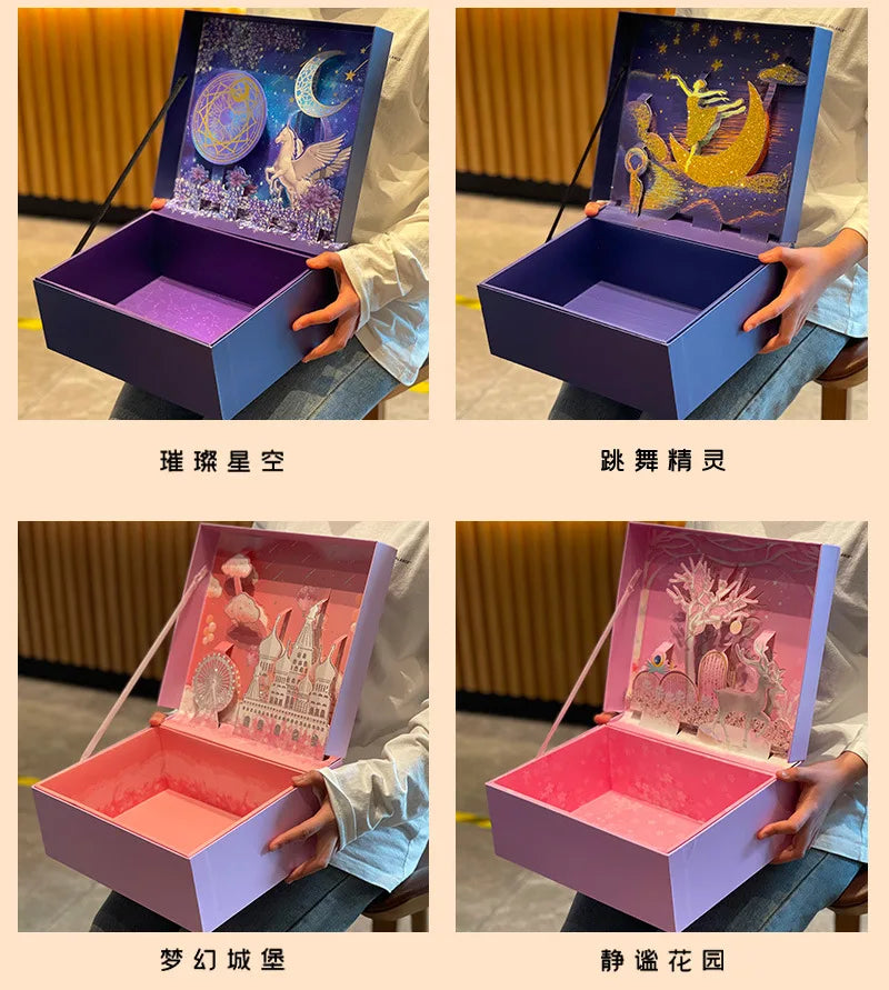3D Relief Stereo Reuseable Luxury Gift Box Set Birthday Gift Box for