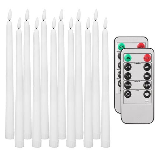 6Pcs-24Pcs Flameless Taper Candles with Timer Remote Flickering 3D
