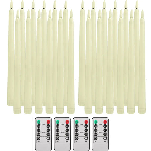 6Pcs-24Pcs Flameless Taper Candles with Timer Remote Flickering 3D