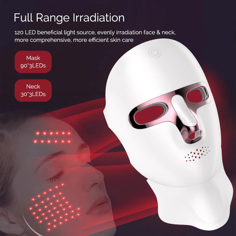 7 Colors LED Face Neck Mask Rechargeable LED Photon Beauty Mask