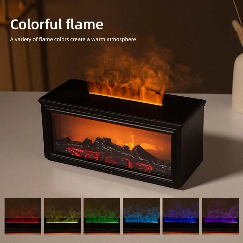 7 colors of essential oil fireplace diffuser mini flame aromatherapy