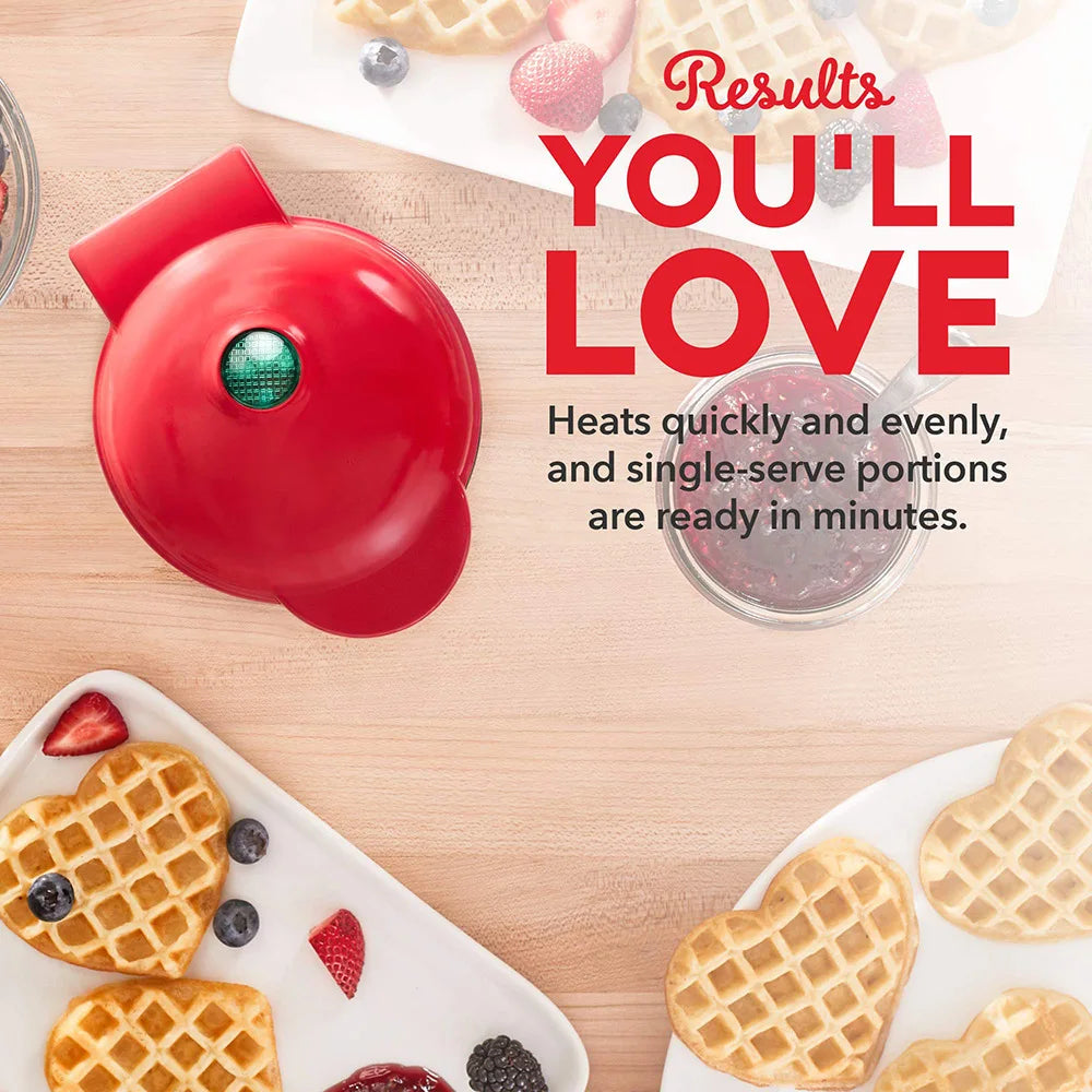 Multi Functional Mini Heart-shaped Waffle Maker, Double-sided Heated