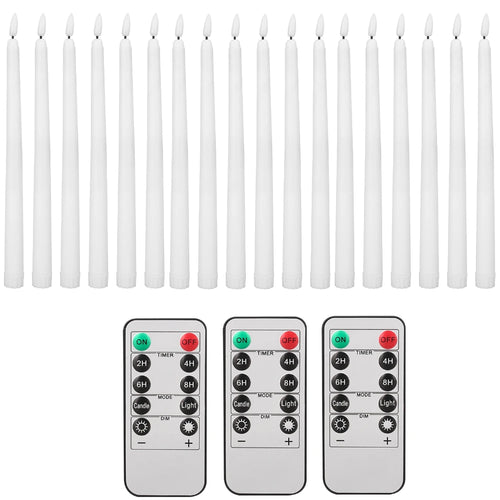 6Pcs-24Pcs Flameless Taper Candles with Timer Remote Flickering 3D