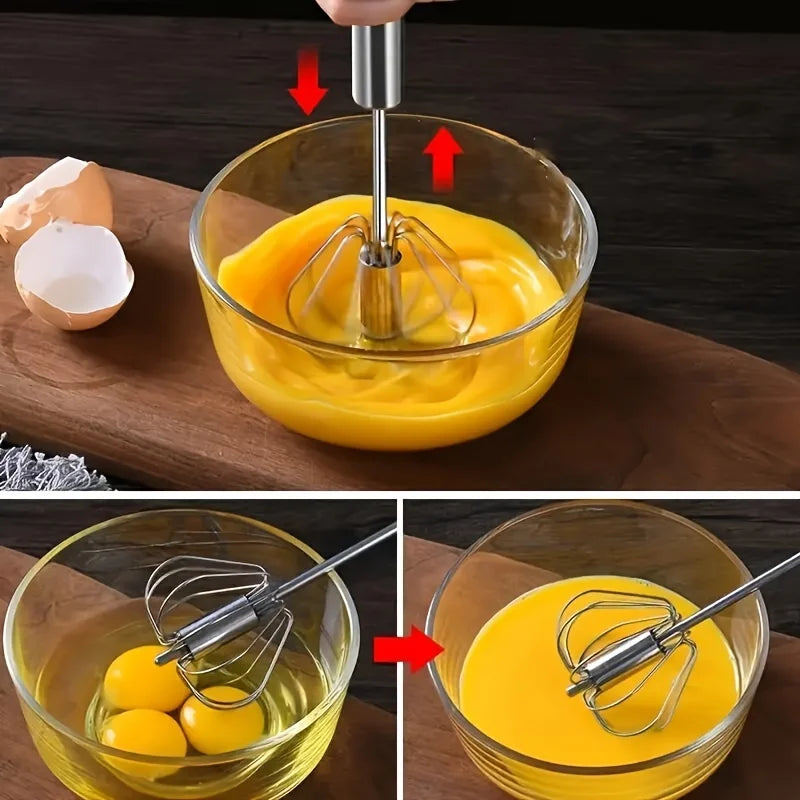 Stainless Steel Egg Beater Durable Semi-Automatic Mixer for Effortless