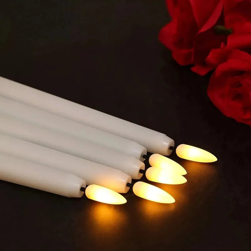 LED Flameless Taper Candles Flickering with 10-Key Remote 11" Battery